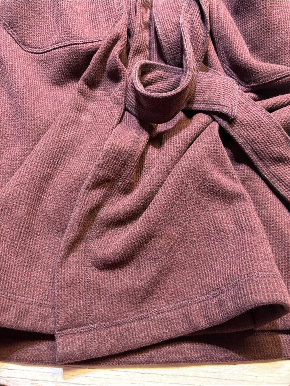 L.L. Bean Waffle Knit Maroon Hooded Robe sz M